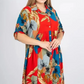 【2XL-4XL】🌺Женска дълга рокля със свободна ревера и печатни копчета👗
