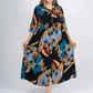 【2XL-4XL】🌺Женска дълга рокля със свободна ревера и печатни копчета👗