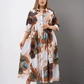 【2XL-4XL】🌺Женска дълга рокля със свободна ревера и печатни копчета👗