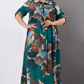 【2XL-4XL】🌺Женска дълга рокля със свободна ревера и печатни копчета👗