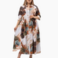 【2XL-4XL】🌺Женска дълга рокля със свободна ревера и печатни копчета👗