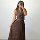 🔥ПРОДАЖБА В ПОСЛЕДНИЯ ДЕН 50% ОТСТЪПКА👗Ддамски комплект от две части: топ без ръкави и плисирана пола💃