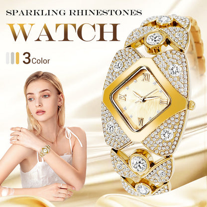 💎Ретро кварцов часовник с блестящи кристали⌚