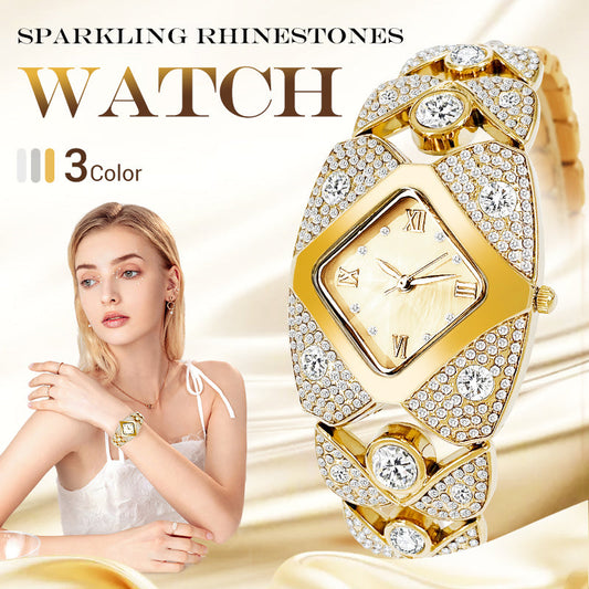 💎Ретро кварцов часовник с блестящи кристали⌚