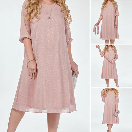 👗 Rochie elegantă roz cu buline