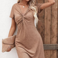 🎉【S-2XL】🎀Damska sukienka z krótkim rękawem z dekoltem w serek