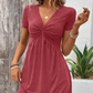 🎉【S-2XL】🎀Damska sukienka z krótkim rękawem z dekoltem w serek