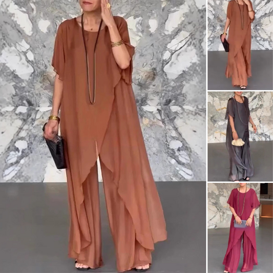 🛍️✨ Дамски комплект от неправилна блуза и лек панталон