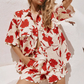 ✨【S-2XL】🌺Жените реколта флорален печат риза и шорти комплект от две части