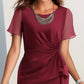 💞【S-2XL】👗Елегантна шифонена рокля в плътен цвят