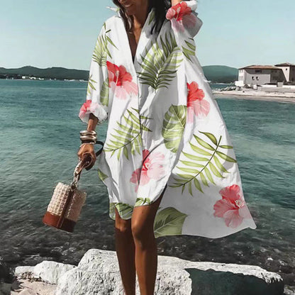 👗Модерна рокля с дълги ръкави и принт