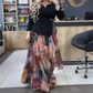 💜Елегантен топ и пола с флорални мотиви, комплект от две части