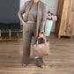 🎁Получавате безплатно колие💝Елегантен тричастен комплект с дълъг кардиган (включва блуза и панталони)