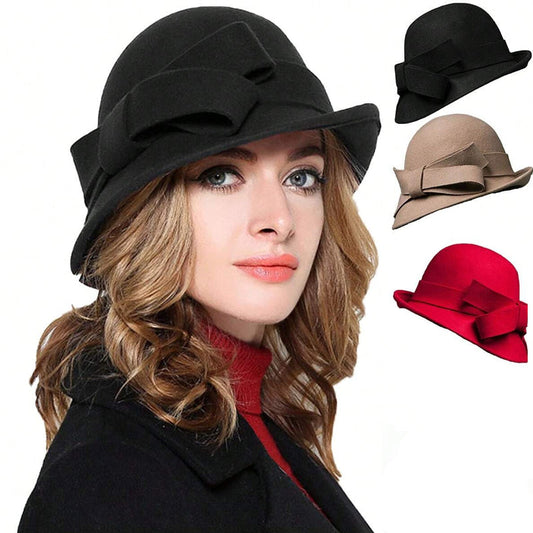 🎀Ретро дамска шапка с панделка отстрани