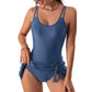 👙[S-4XL]Дамска бански костюм с контрол на корема (модел с връзки отстрани)