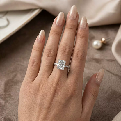 💎💍Пръстен с диамант с висока въглеродна съдържание, огранен „Ледено цвете“